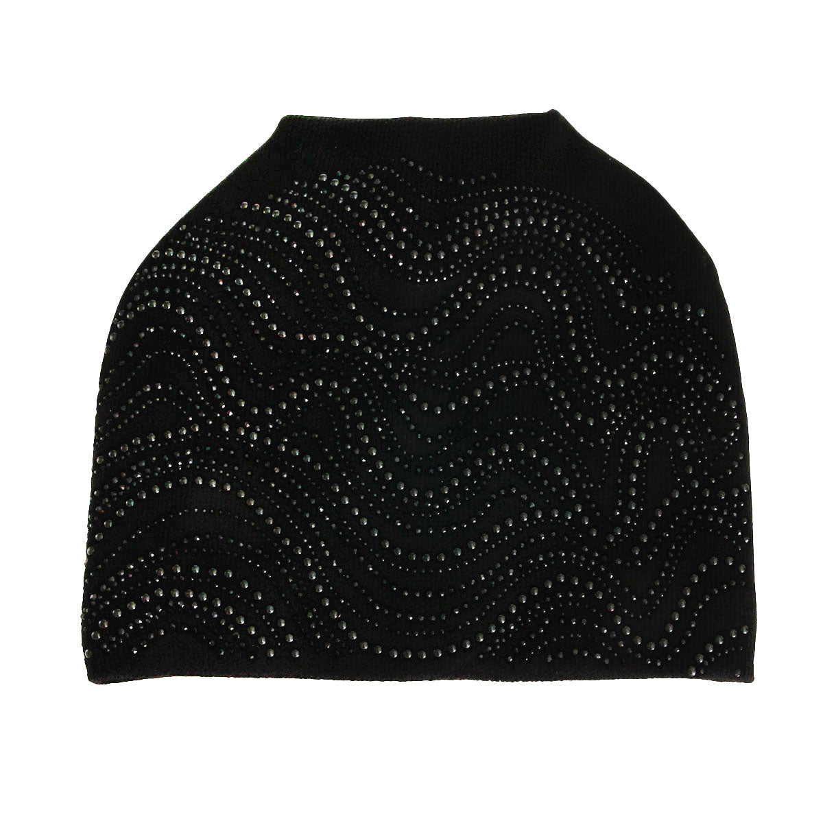 Black Beaded Slouch Beanie