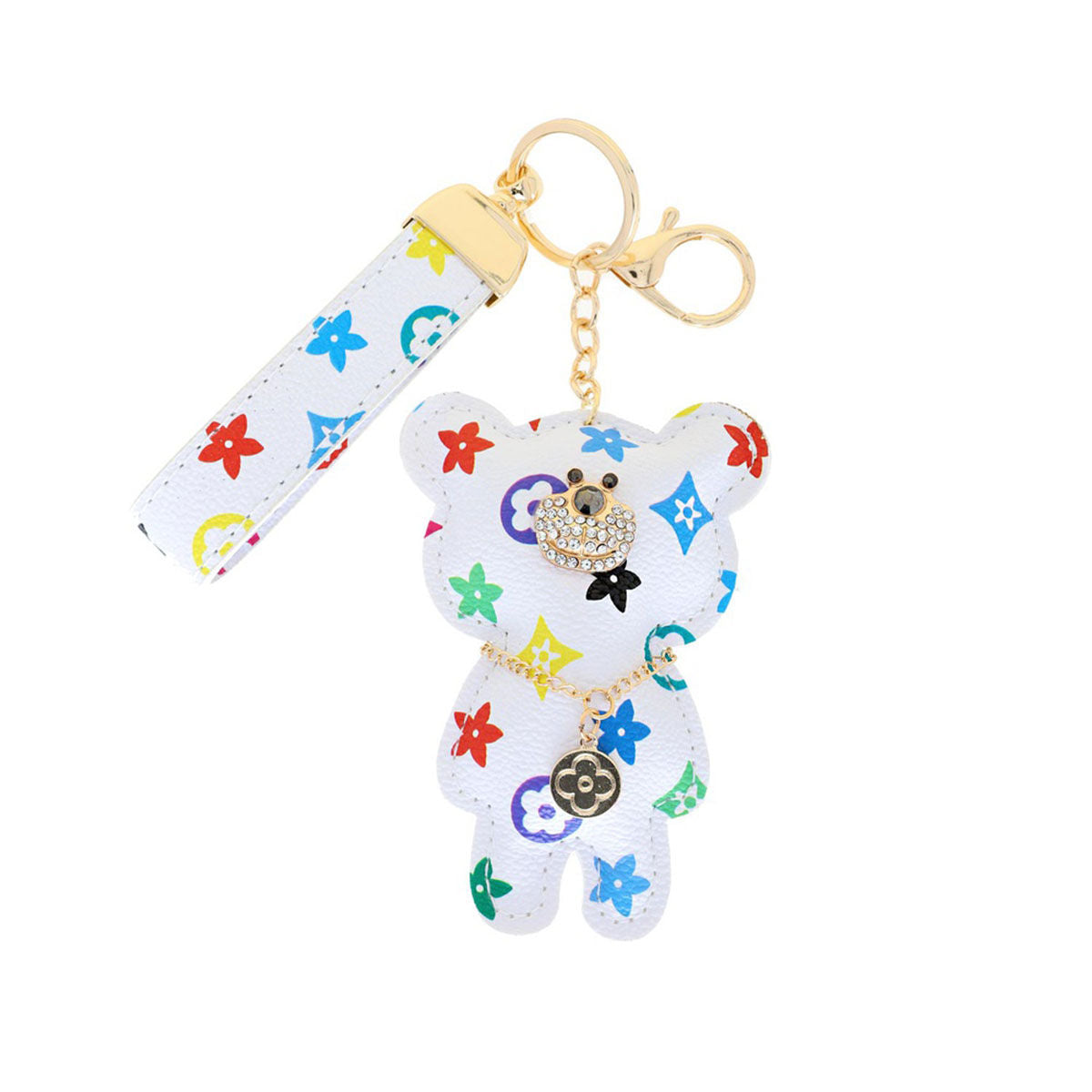 White Teddy Charm Keychain