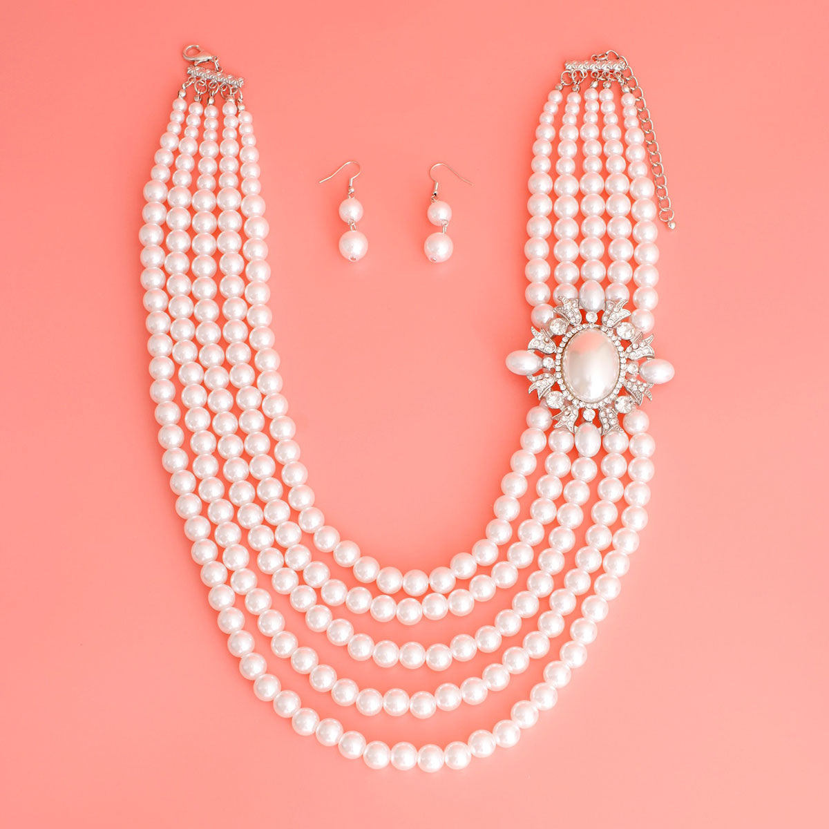 White 5 Strand Vintage Pearl Set