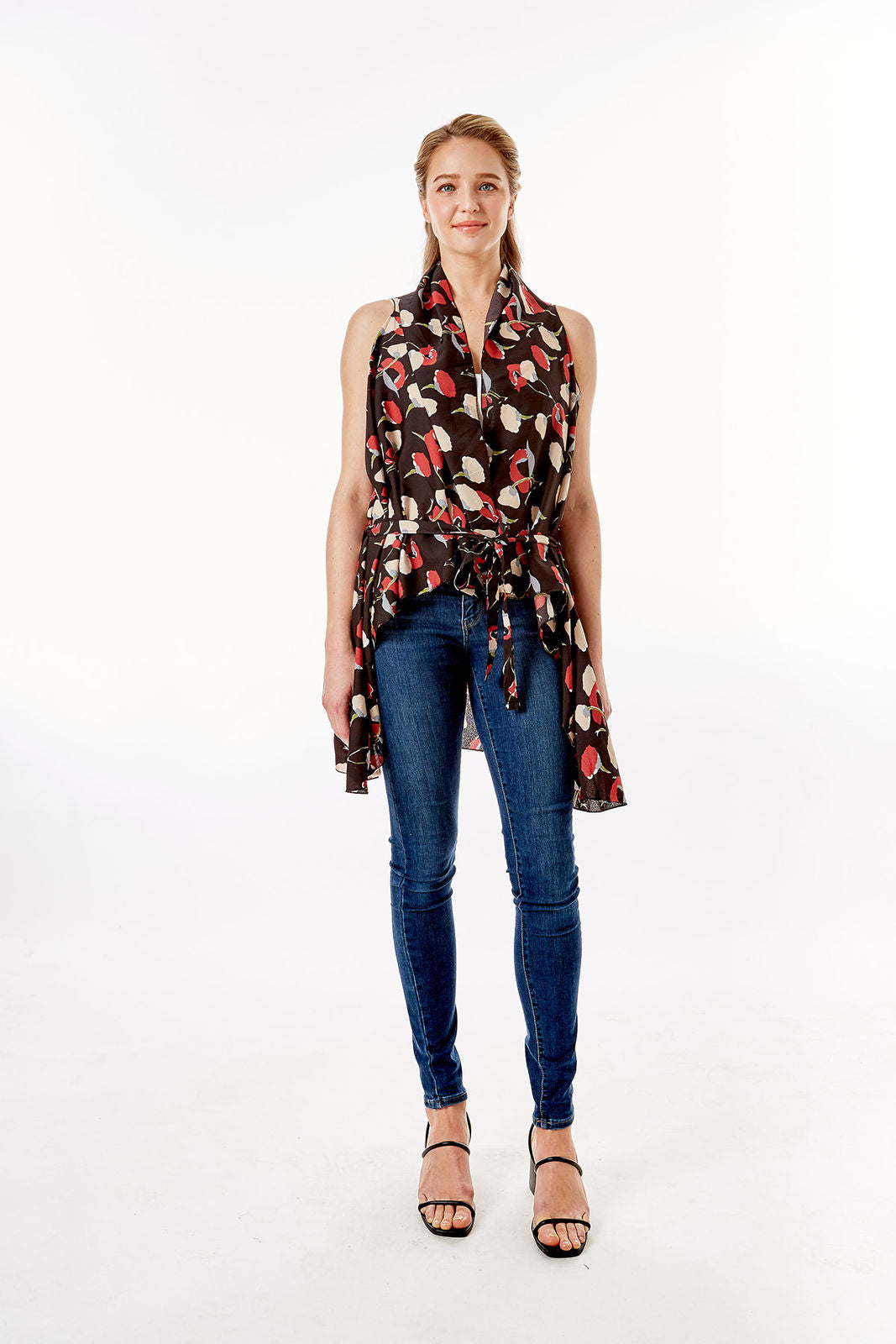 Black Floral Vest Cover Up