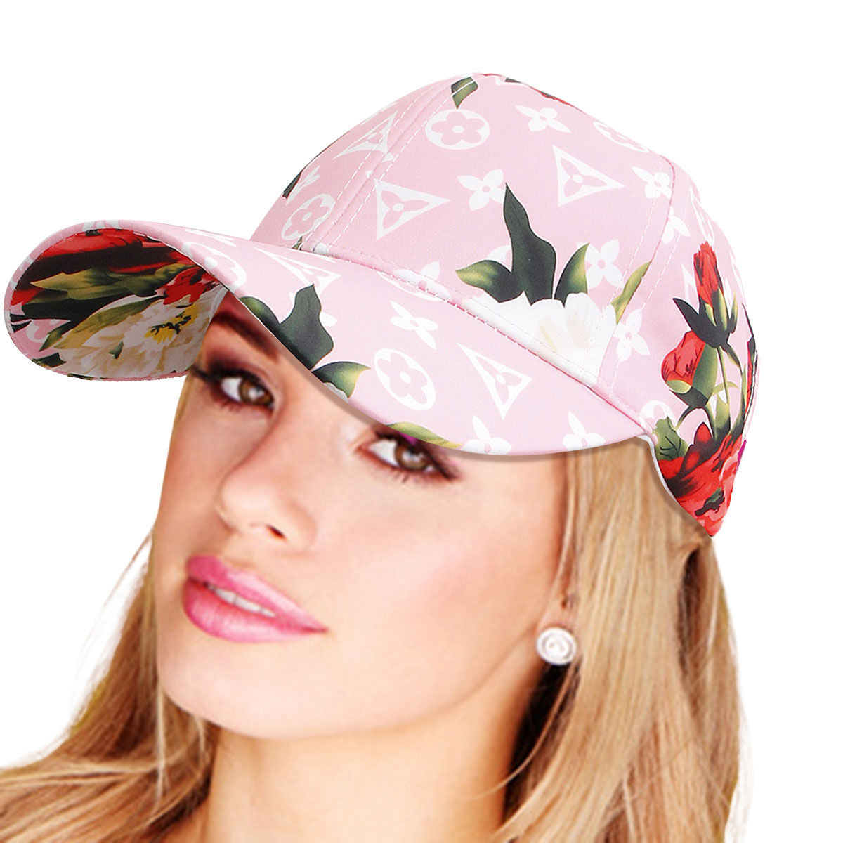 Pink LV Monogram Flower Cap