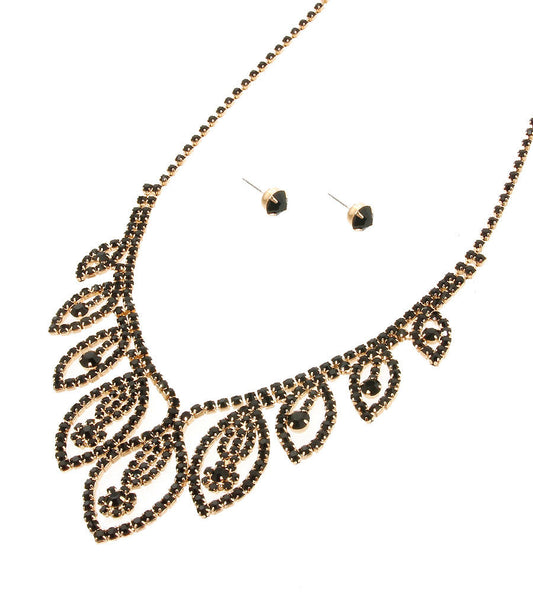 Black Rhinestone Necklace Set