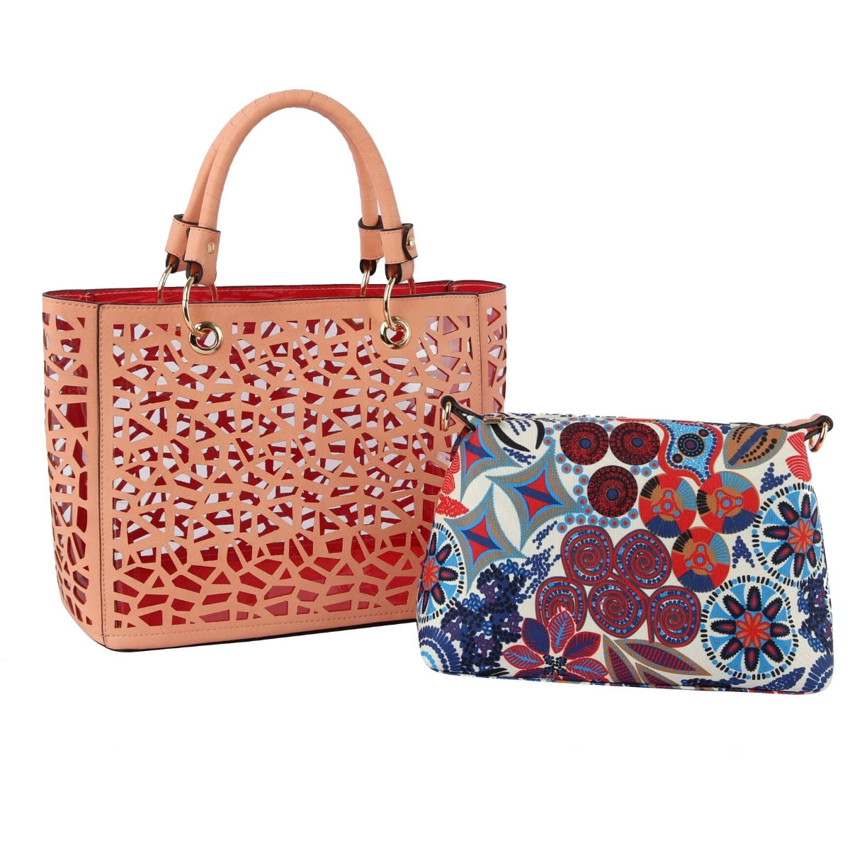 Coral Laser Cut Tote Bag Set