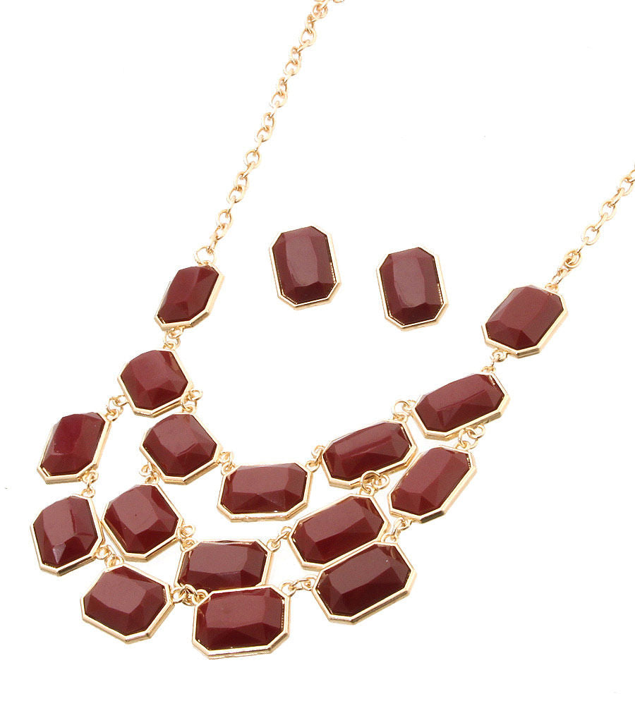 Stoned Layered Necklace Set