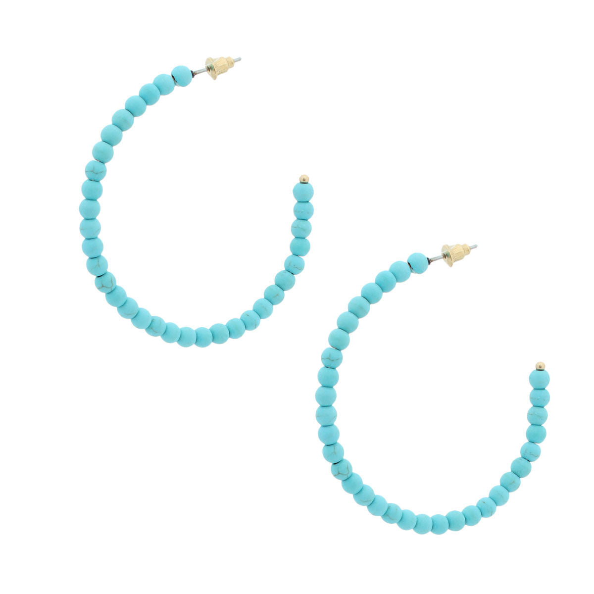 Turquoise Natural Stone Bead Hoops