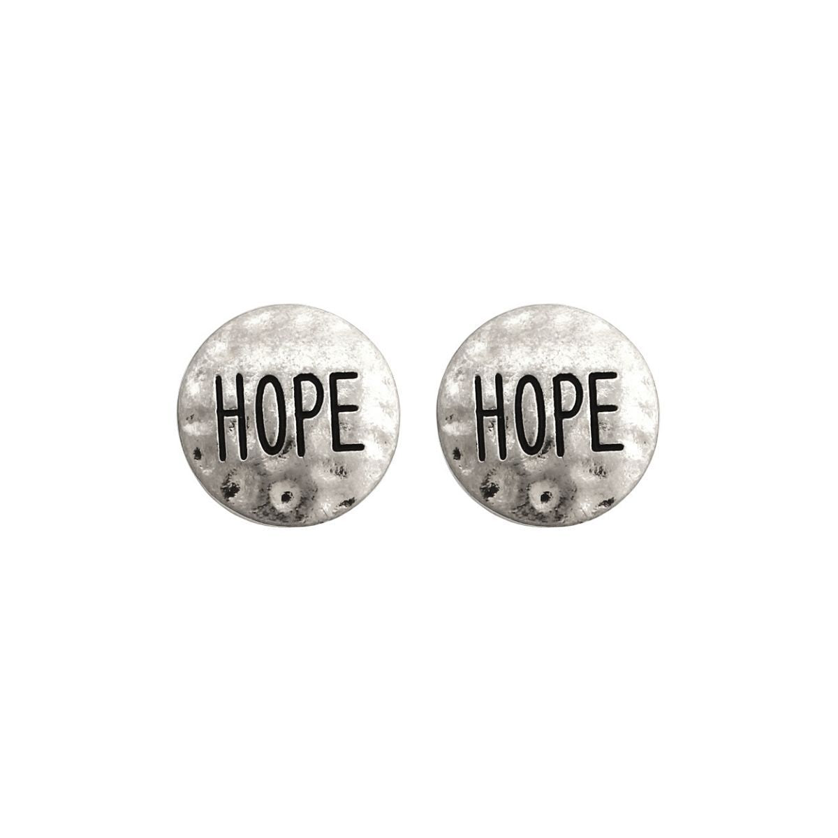 Silver Round HOPE Studs