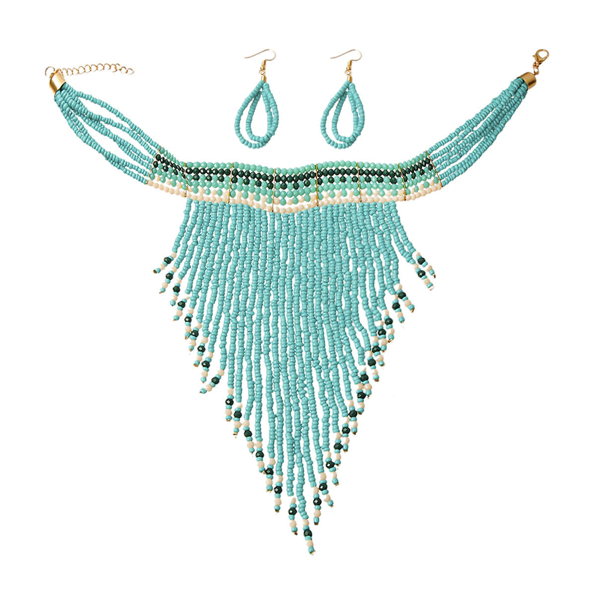 Beaded Fringe Choker Set