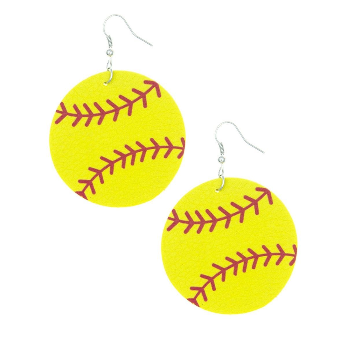 Yellow Softball Round Earrings