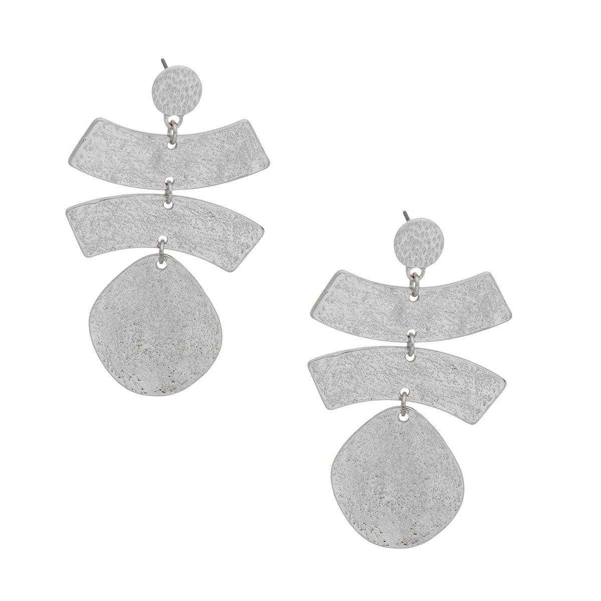 Silver Multi Texture Metal Earrings