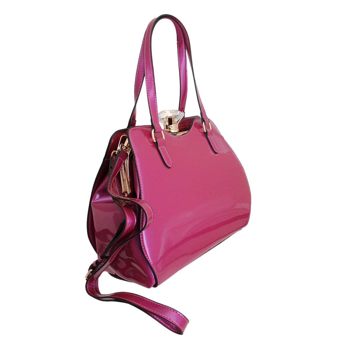 Shiny Purple Frame Handbag Set