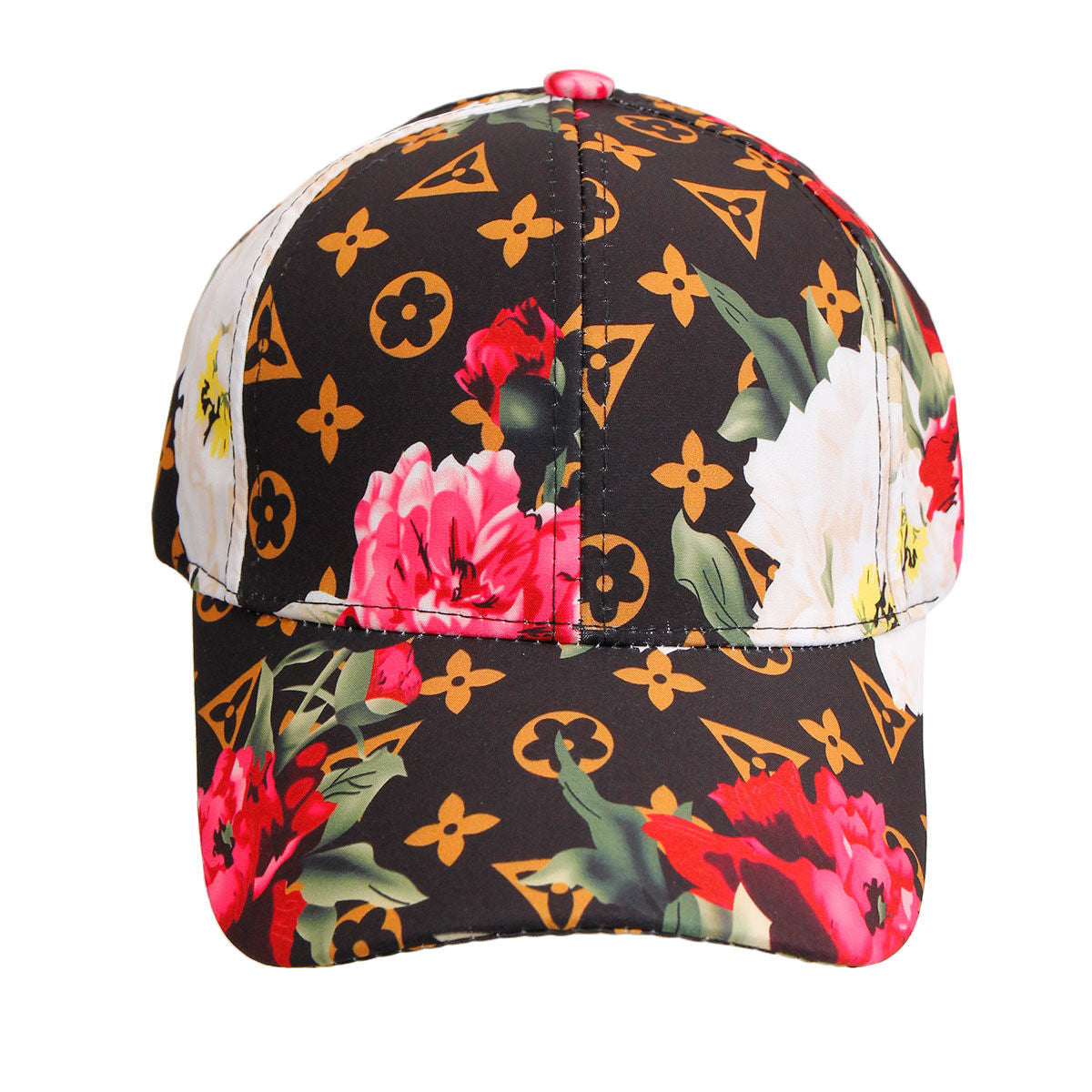 Black LV Monogram Flower Cap