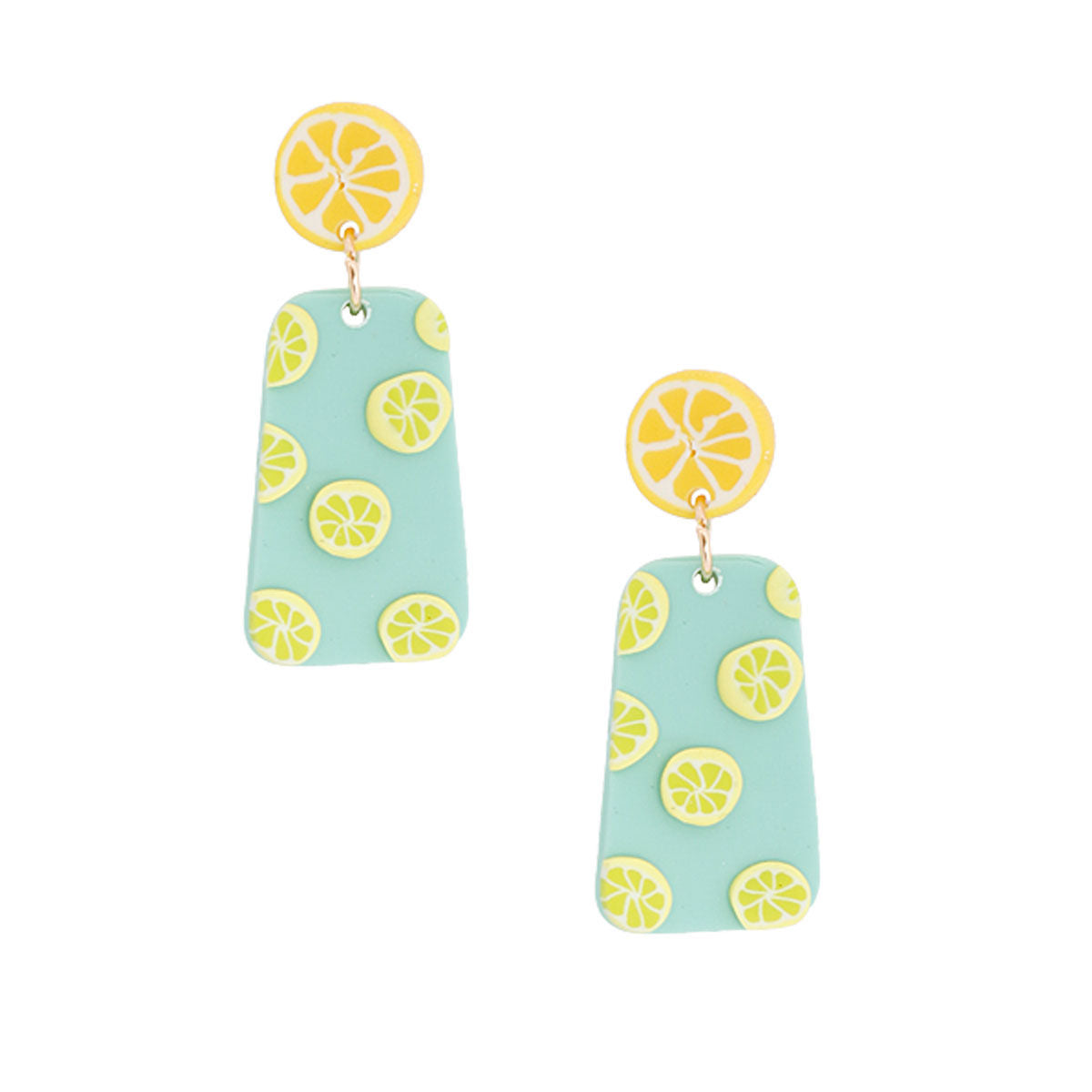 Turquoise Clay Lemon Trapezoid Earrings