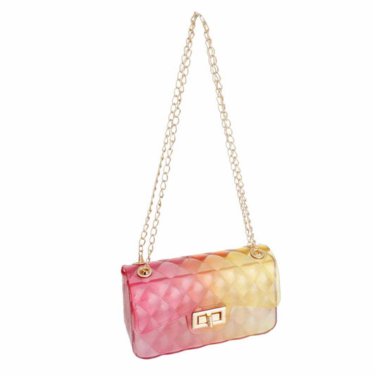 Yellow Pink Quilted Flap Mini Jelly Bag