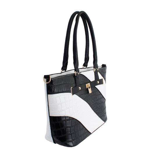 Black White Croc Kelly Tote Bag