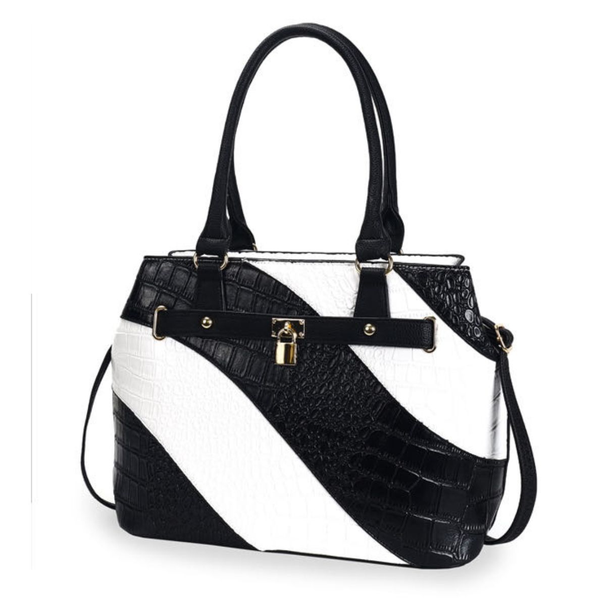 Black White Croc Kelly Tote Bag