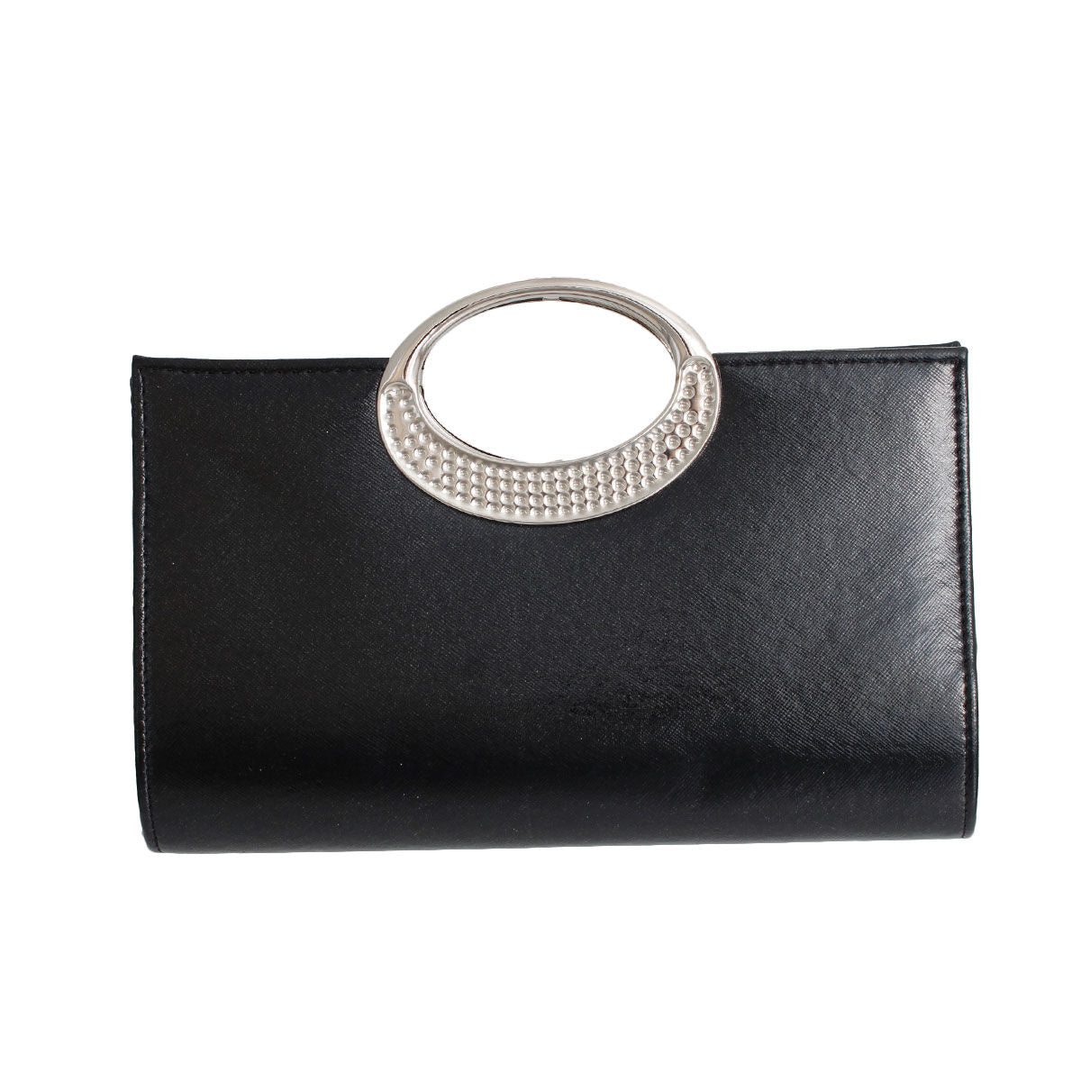 Black Top Handle Stone Clutch