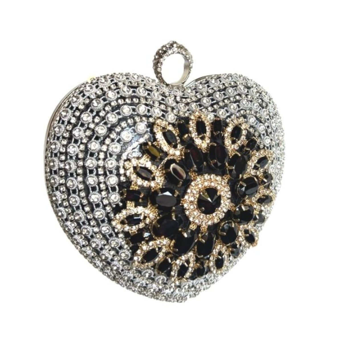 Black Crystal Heart Clutch