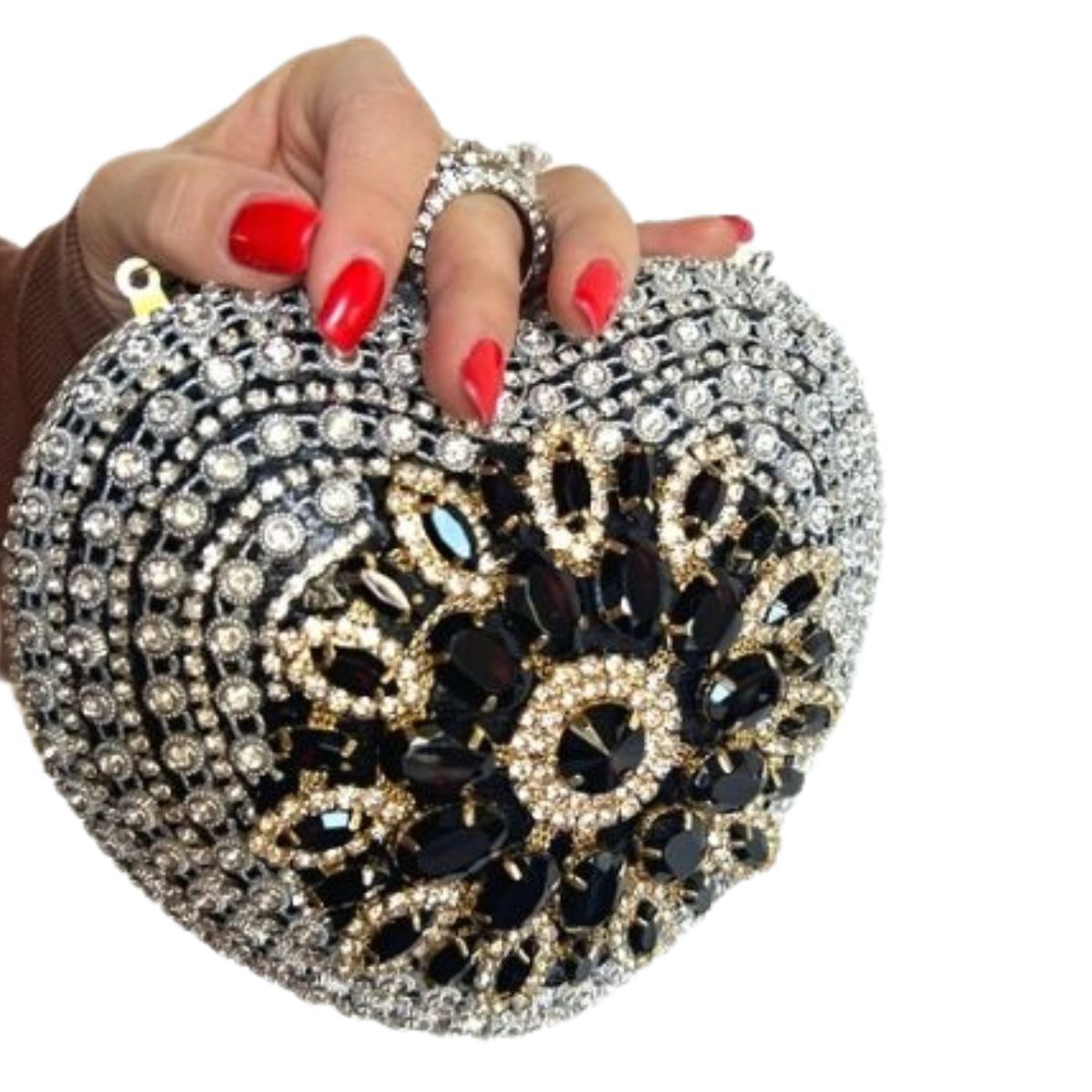 Black Crystal Heart Clutch