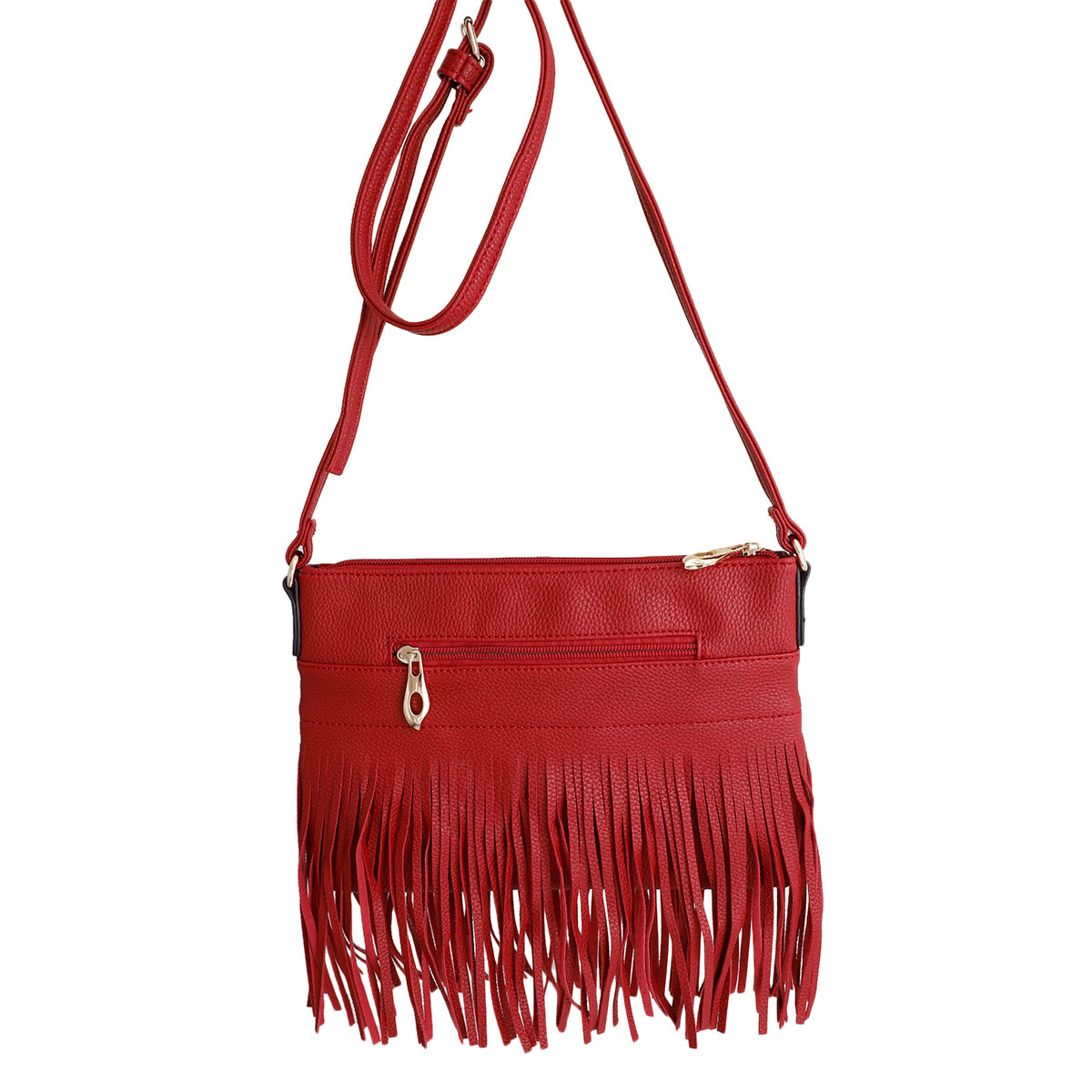 Soft Red Fringe Crossbody Bag