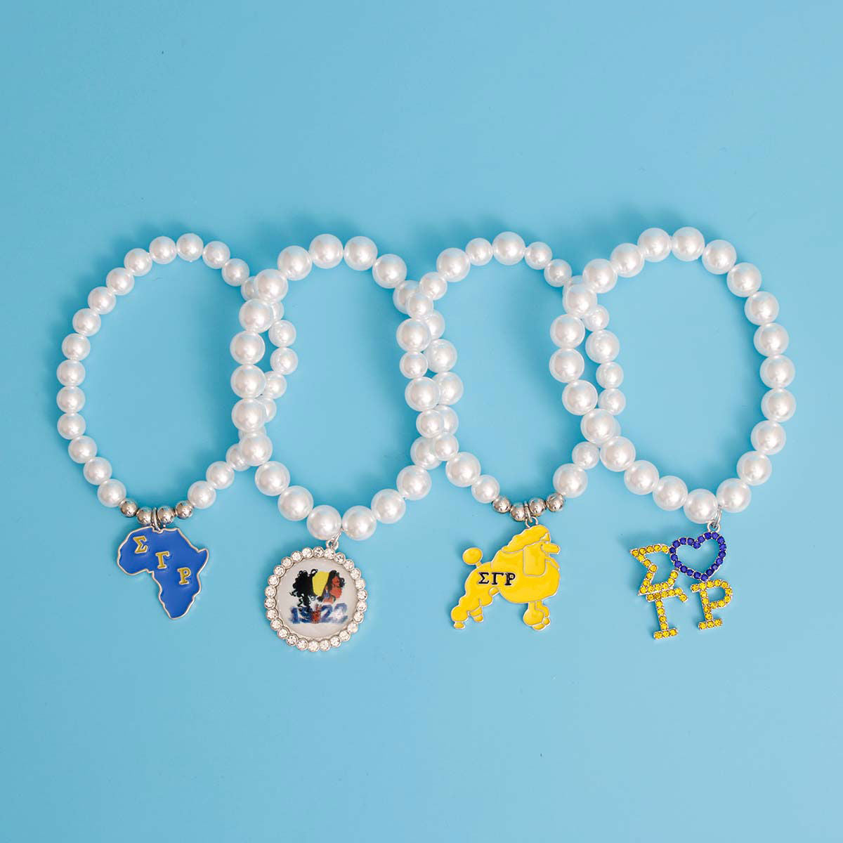 Blue Gold White Pearl Sorority Set