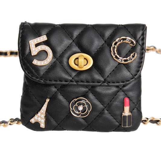 Quilted Black and Gold Mini Bag