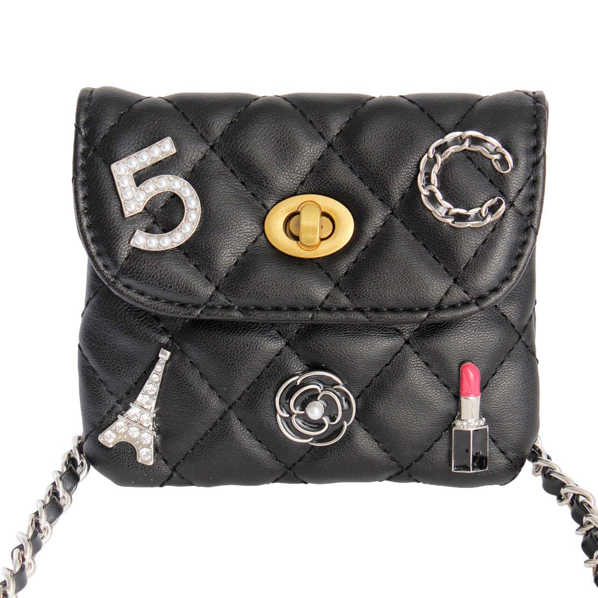 Quilted Black and Silver Mini Bag