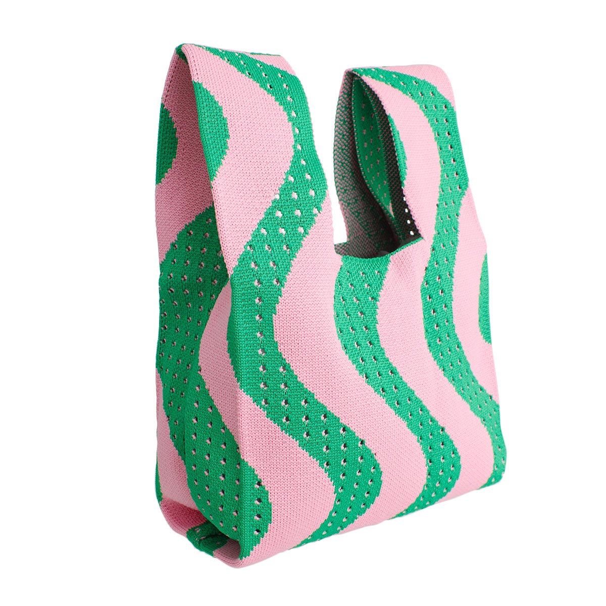 Purse Pink Green Wavy Handbag for Women