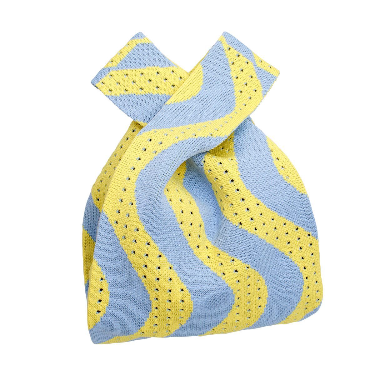 Purse Yellow Blue Wavy Handbag for Women