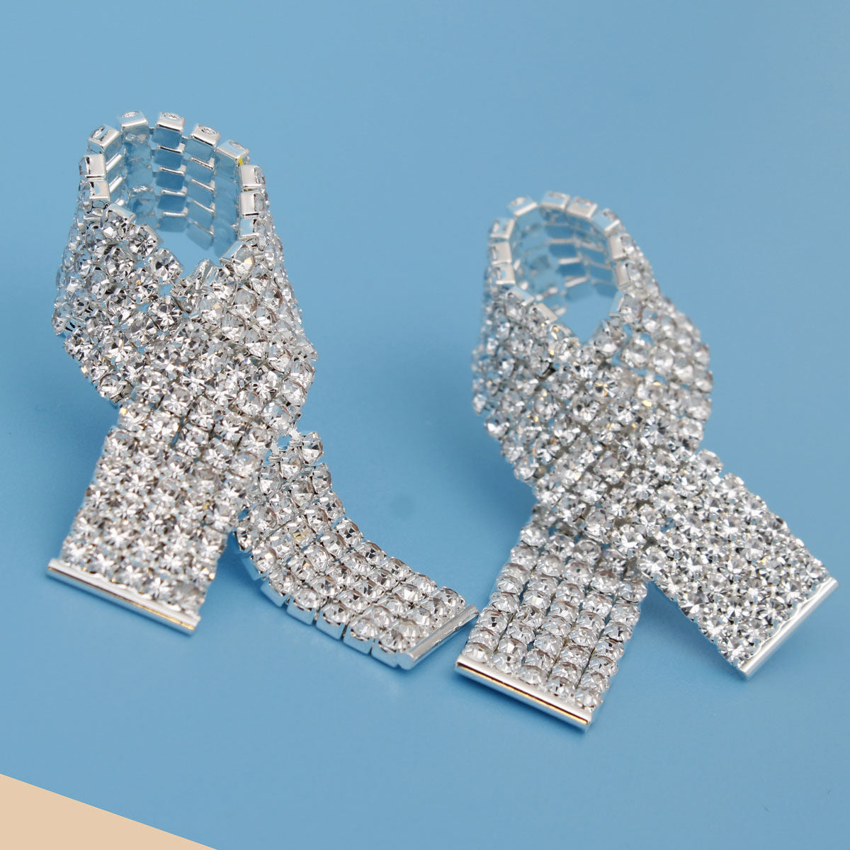 Clear Pave Cancer Ribbon Studs