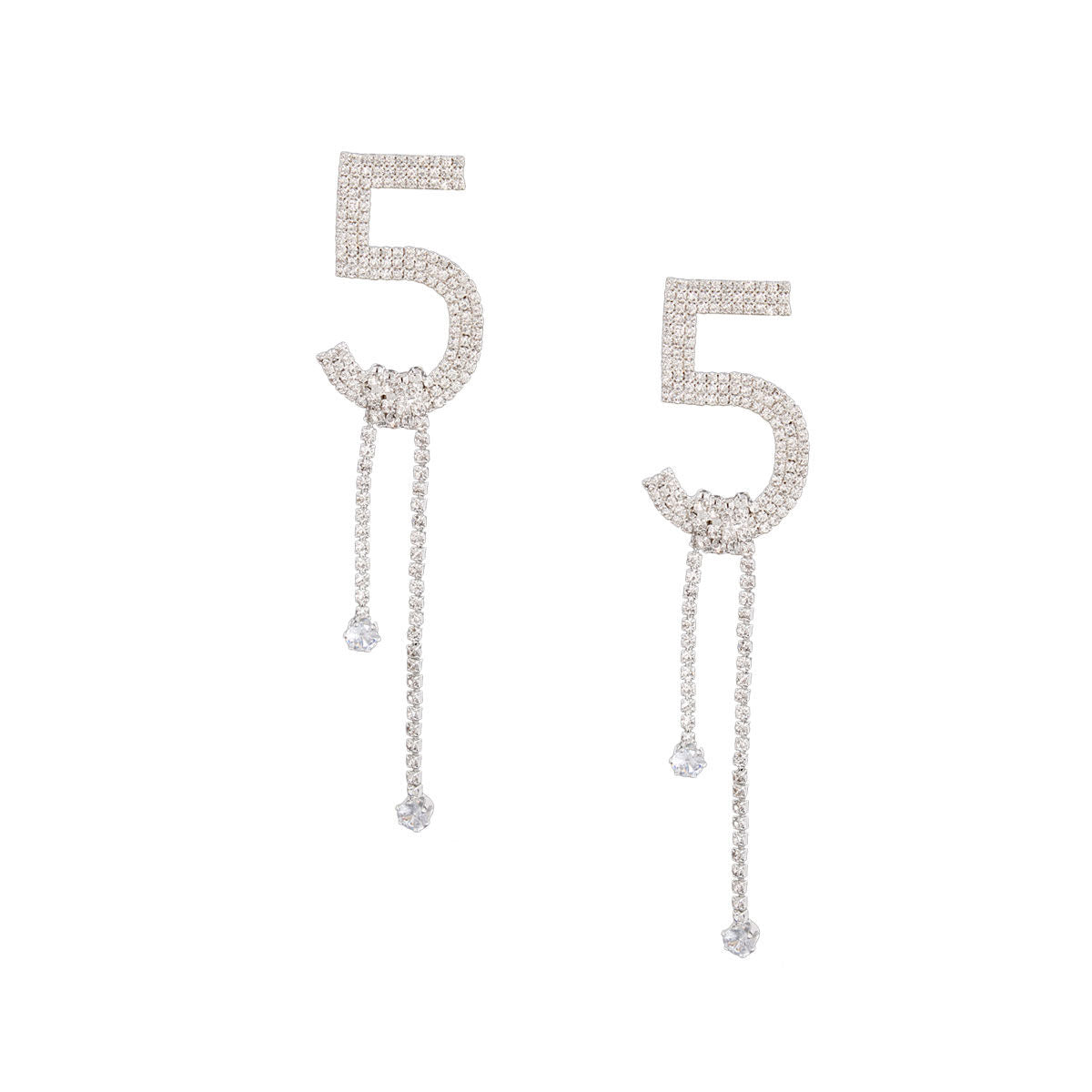 Silver Pave Knotted Five Earrings