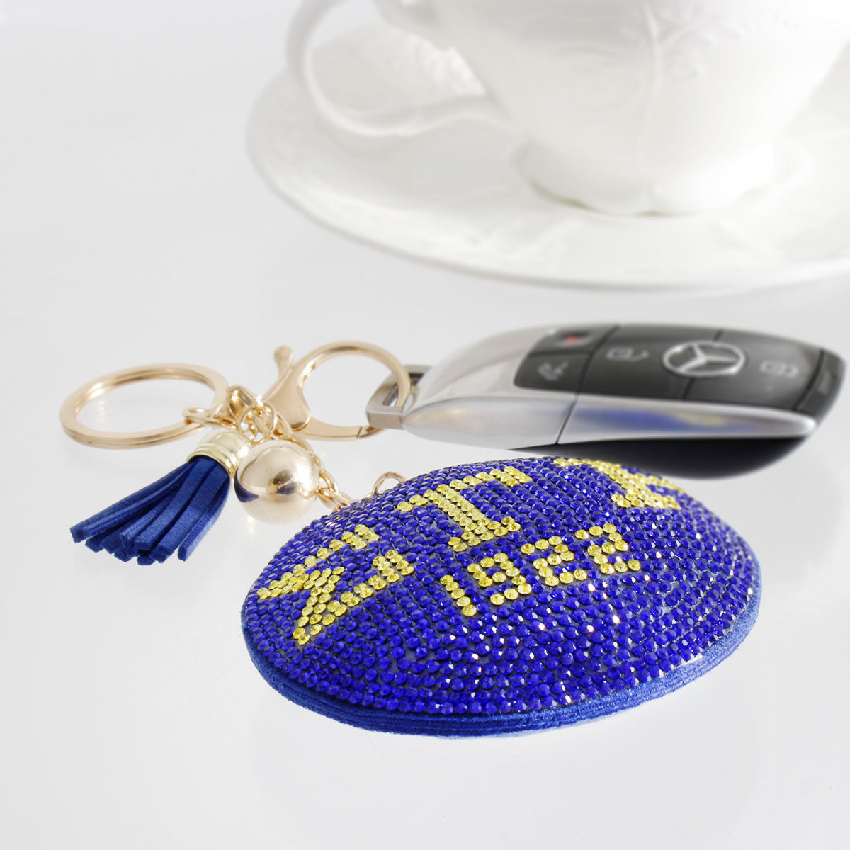 Blue Gold Padded Sorority Keychain