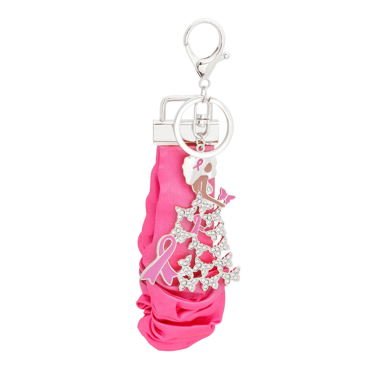 Silver Pink Wristlet Butterfly Keychain