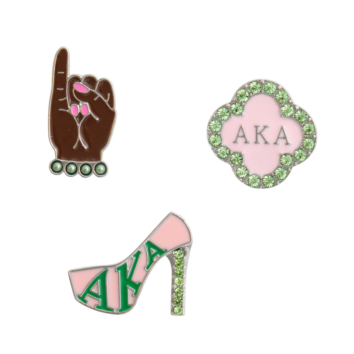 Pink Green 3Pcs Sorority Pins