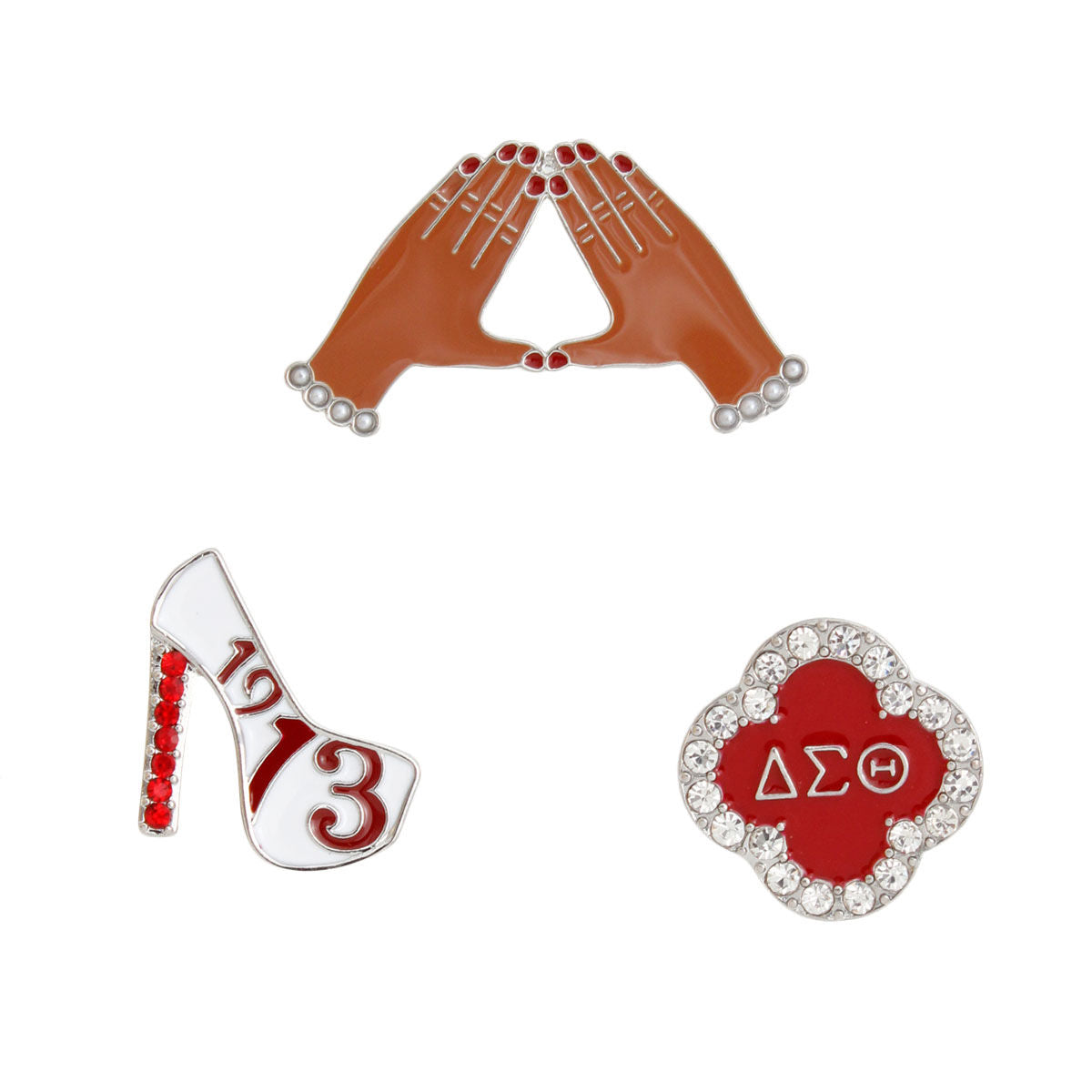 Red White 3 Pcs Sorority Pins