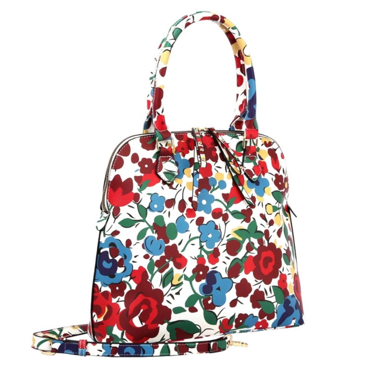 Multi Color Floral Tall Dome Satchel Bag Set