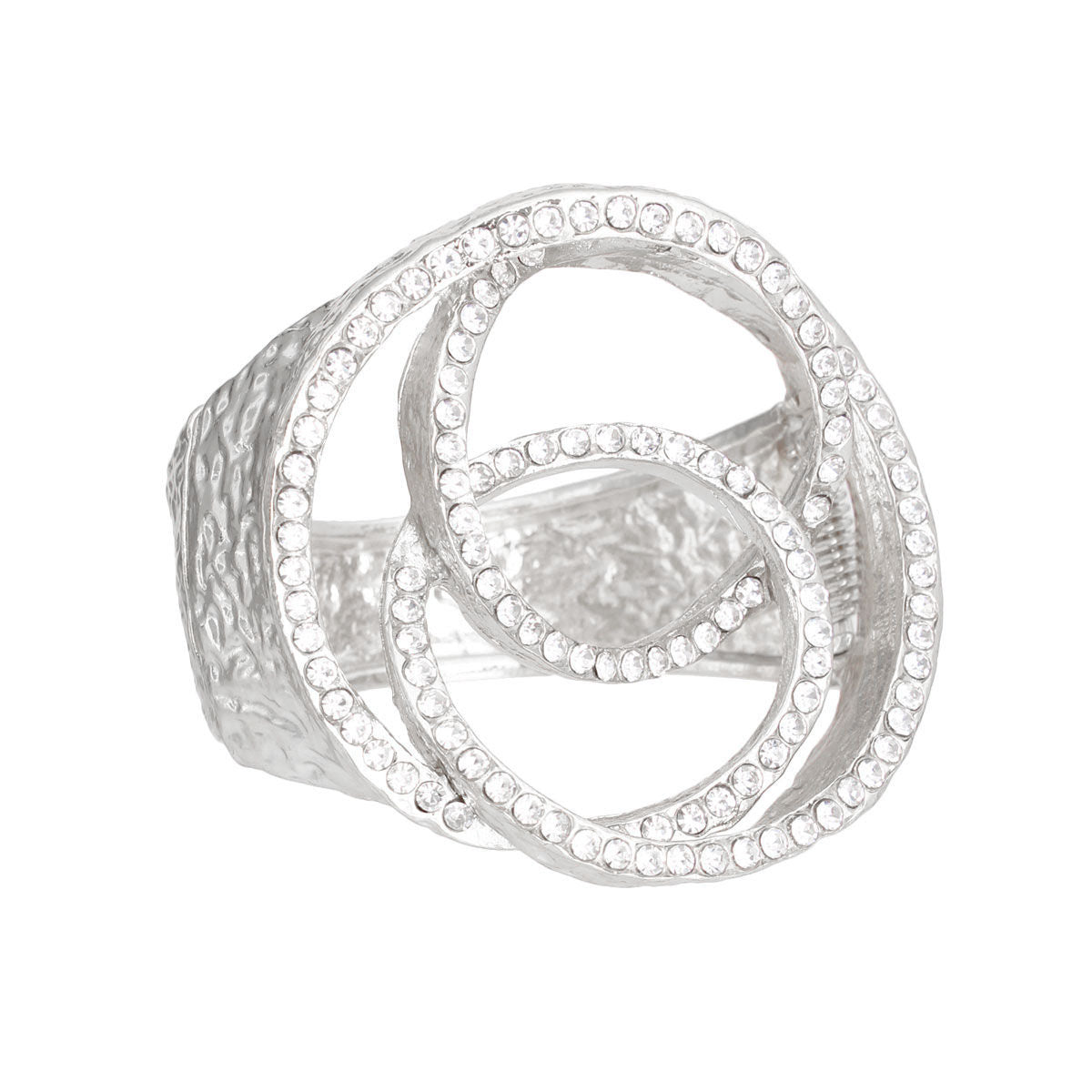 Silver Rhinestone 3D Hinge Cuff