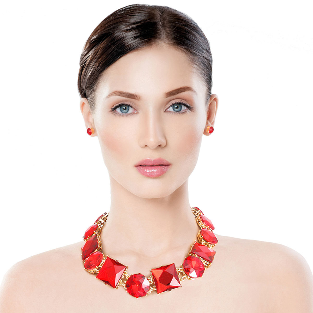 Red Various Crystal Collar Set