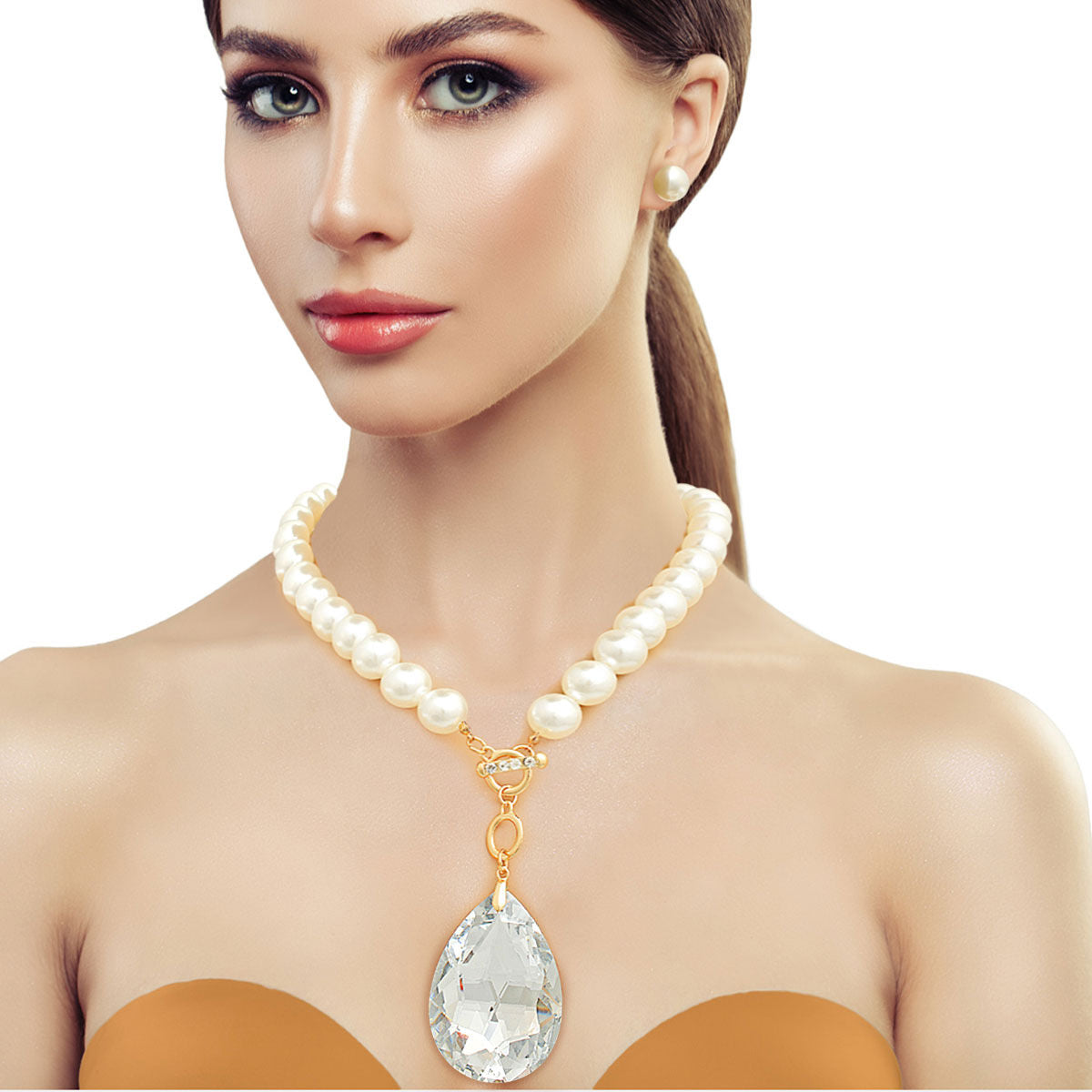 Toggle Pearl Teardrop Necklace