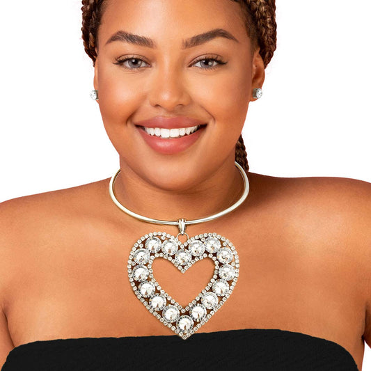 Rigid Silver Halo Heart Necklace