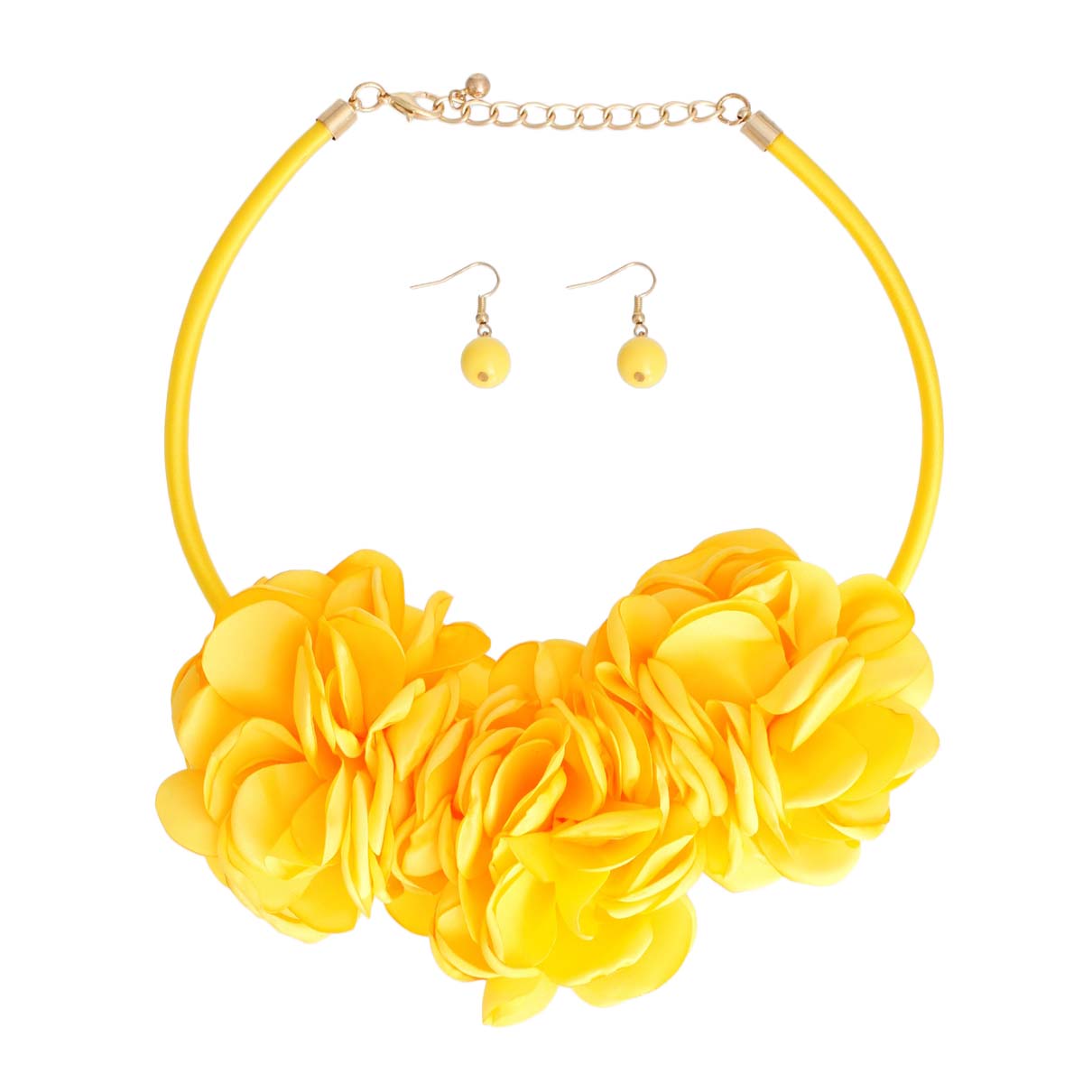 Yellow Triple Fabric Flower Set