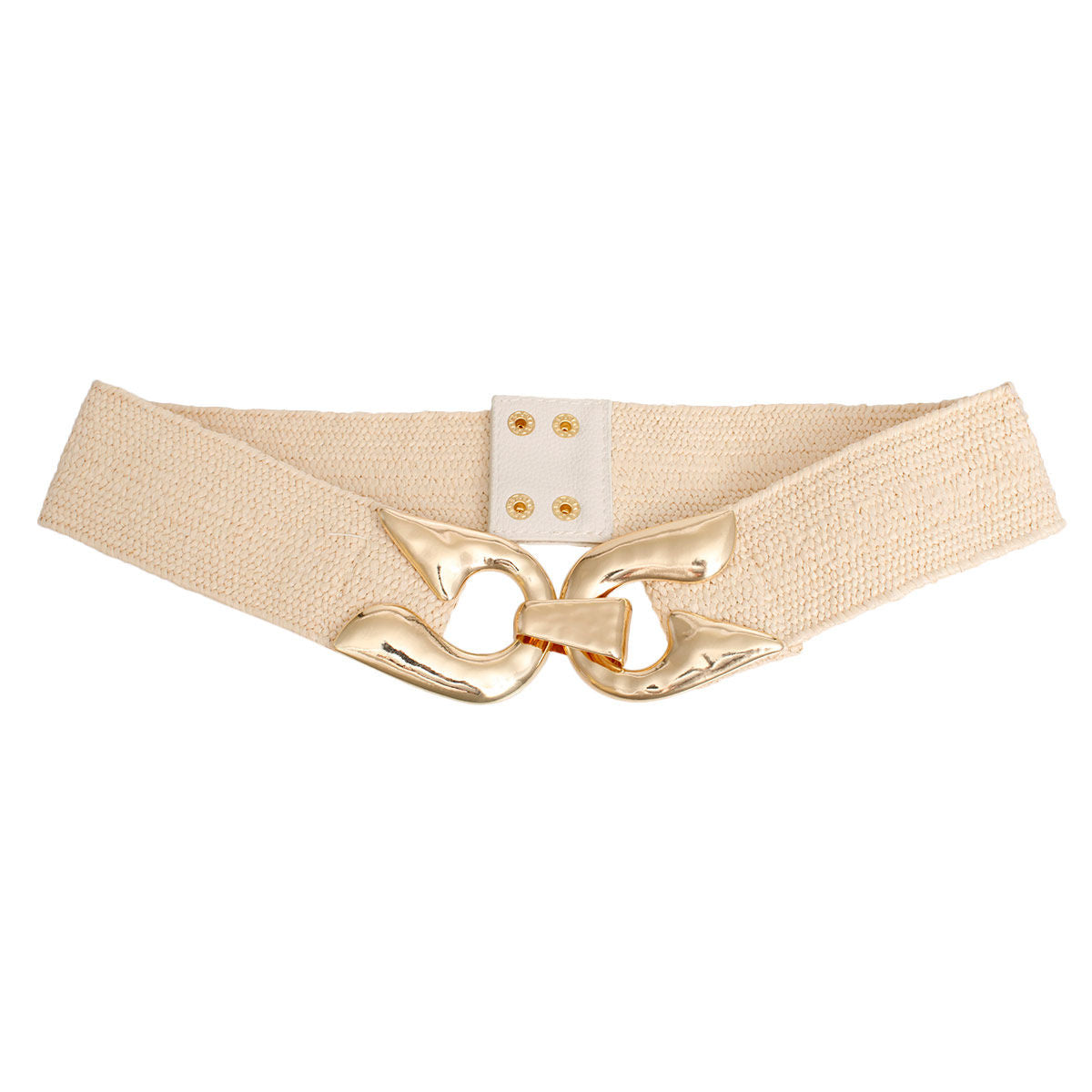 Stretch Belt Raffia Ivory Horseshoe  for Women