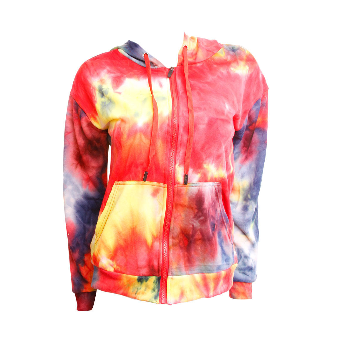 Small Red Tie Dye Zip Hoodie