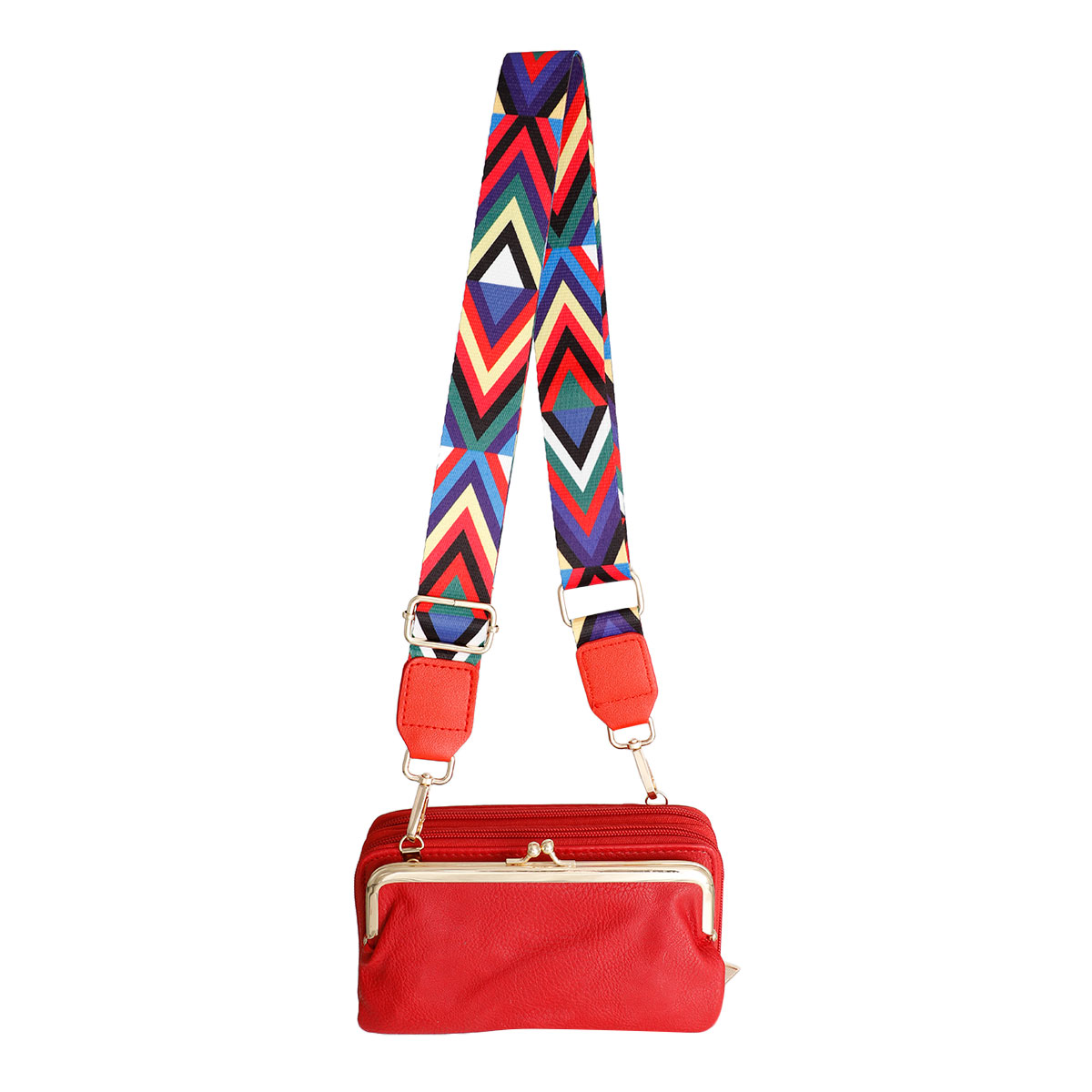 Multi Chevron Red Bag Strap