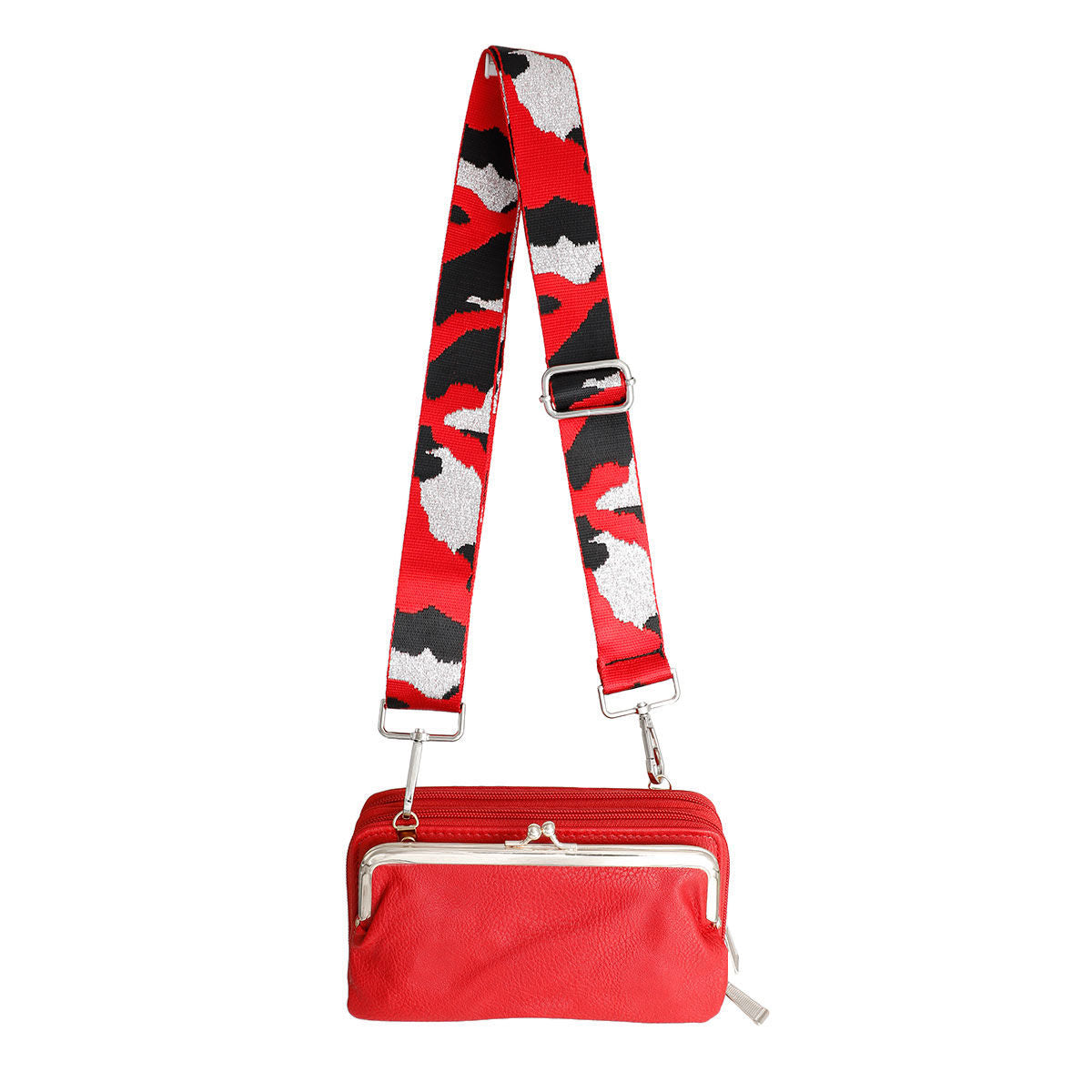 Red Camo Silver Bag Strap