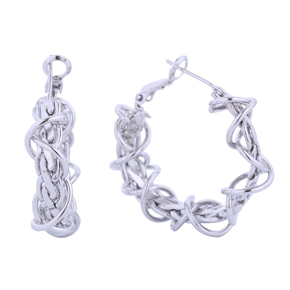 Wired Hoop White Gold 14k Dipped Earring for Women