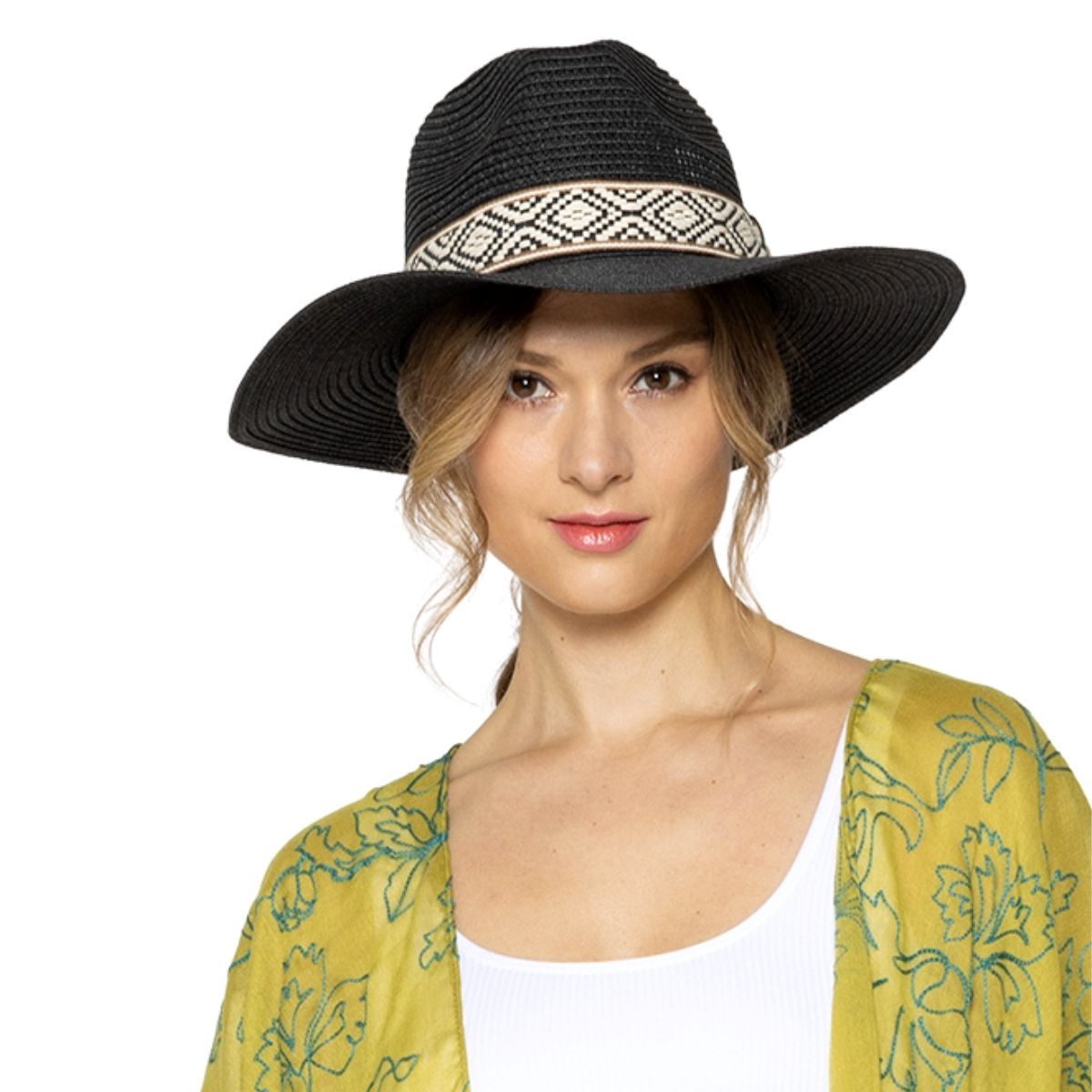 Black Straw Panama Fedora