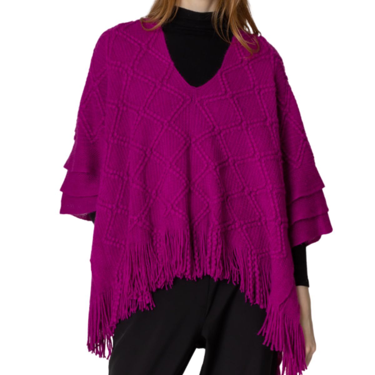 Berry Purple Crochet Poncho