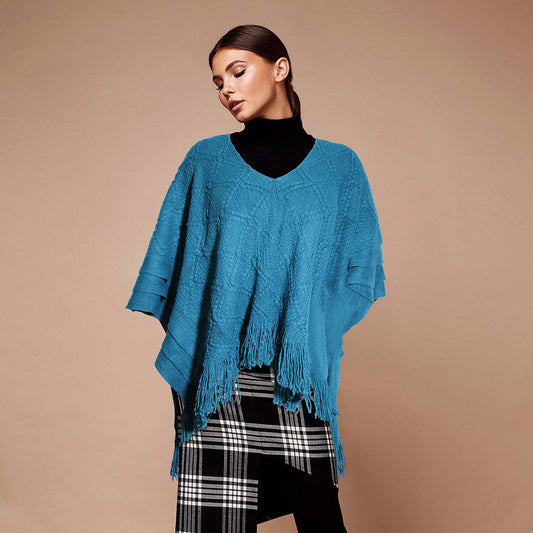 Teal Crochet Poncho