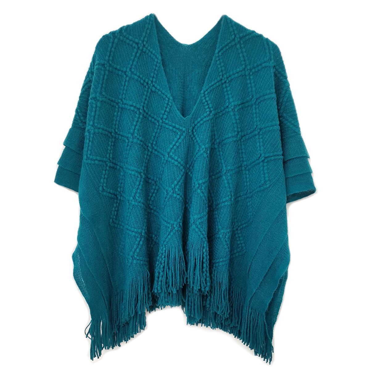 Teal Crochet Poncho