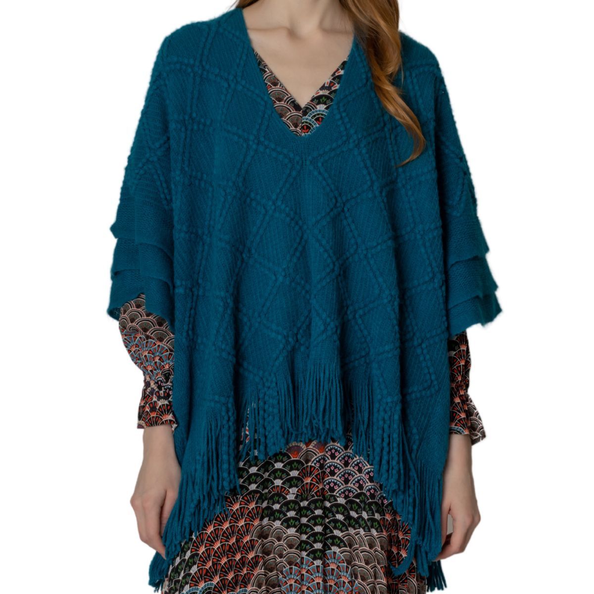 Teal Crochet Poncho